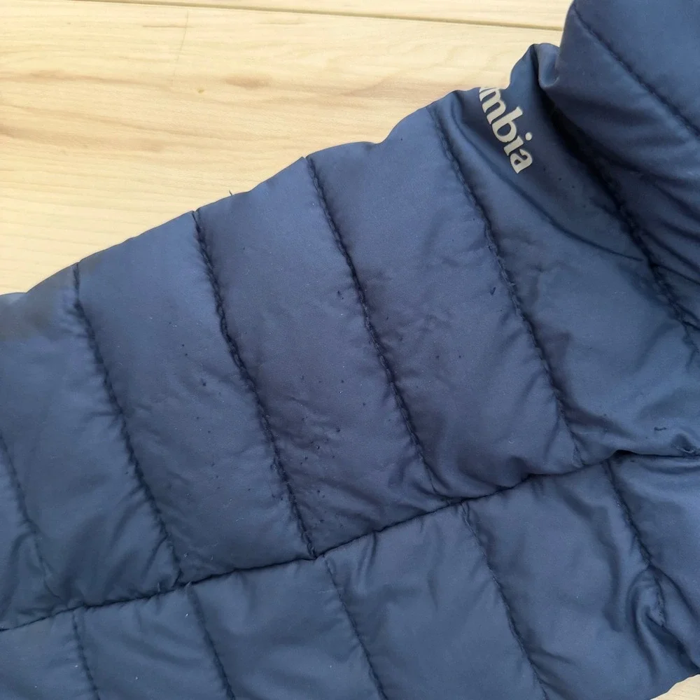 Columbia Kids Hooded Jacket Coat Navy Blue Puffer Omni-Heat Water Resistant